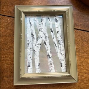 Oregano Green Framed Original Acrylic Birch Tree Painting